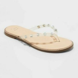 Nwt, Sloan Studded Clear Flip Flops